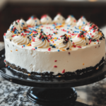 Delicious Carvel Ice Cream Cake with Whipped Cream and Sprinkles