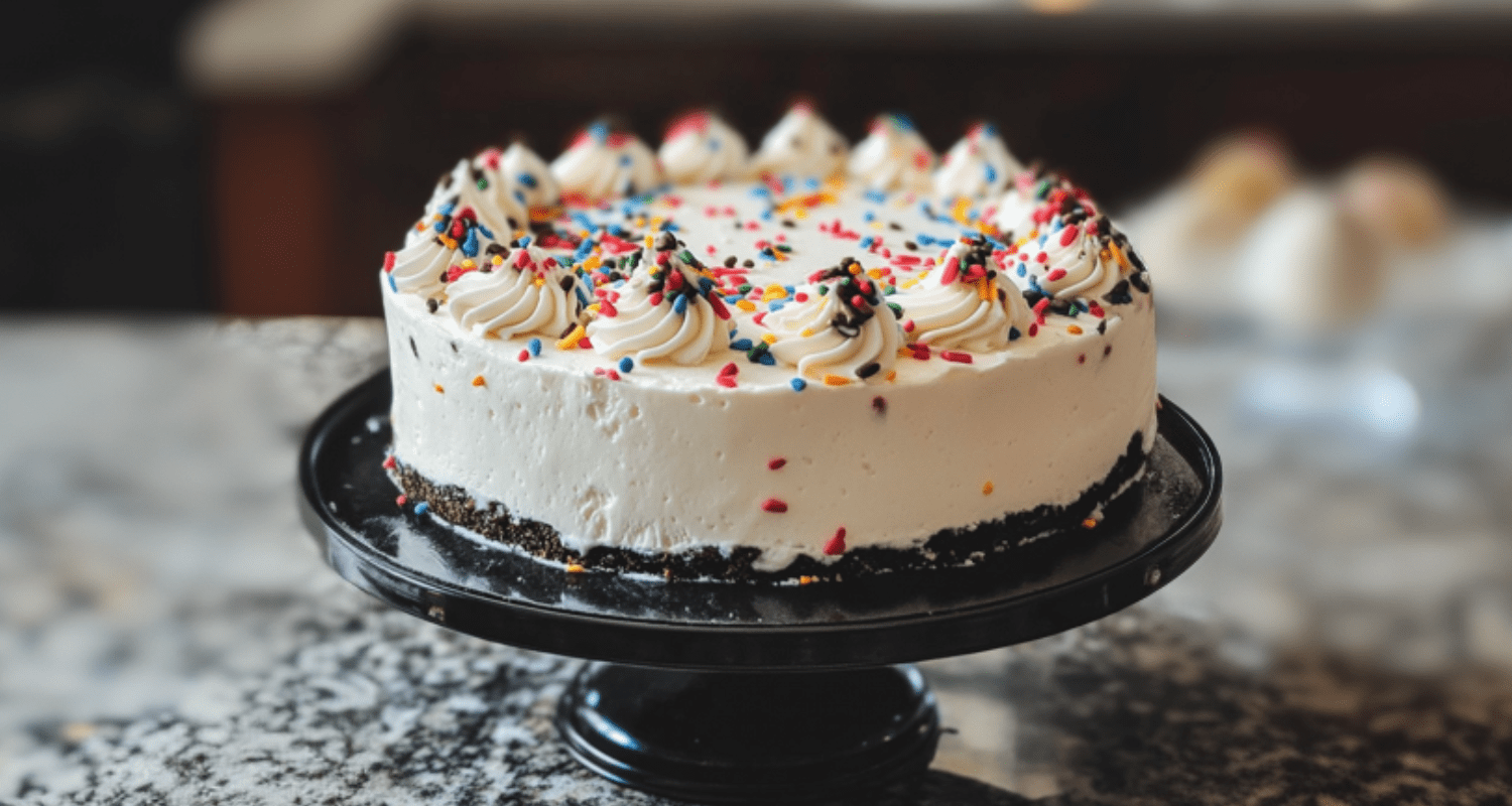 Delicious Carvel Ice Cream Cake with Whipped Cream and Sprinkles