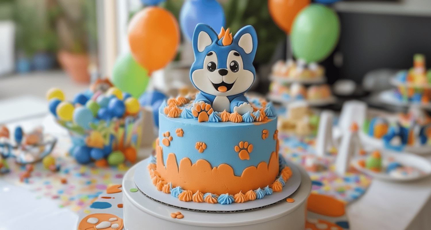 Bluey Cake with Vibrant Decorations and Edible Toppers