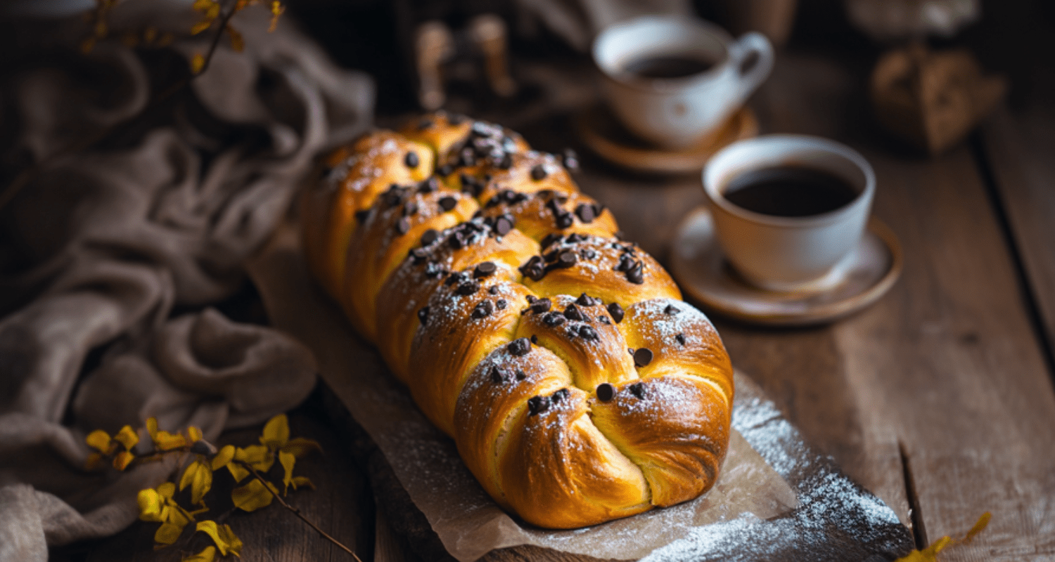 Braided Chocolate Chip Brioche Freshly Baked