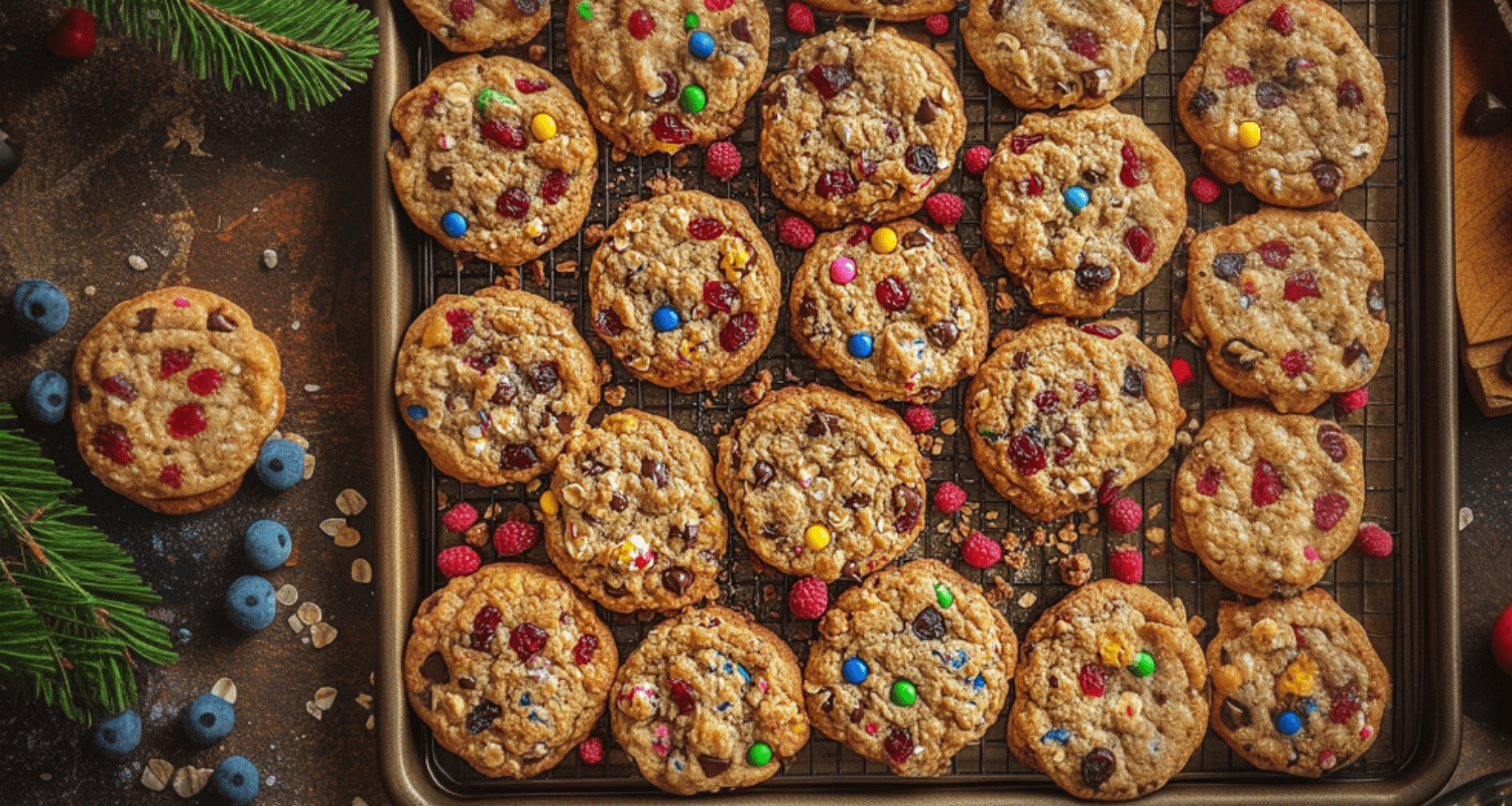 Colorful cookies made with vibrant ingredients like dried fruits, sprinkles, and natural food dyes.